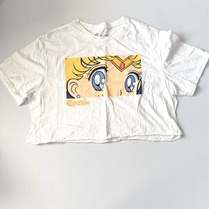 Sailor Moon White Graphic Crop Top Women’s Size Large
